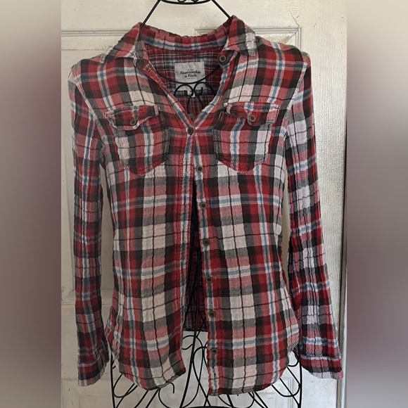Abercrombie & Fitch Red and Gray Plaid Shirt - Picture 4 of 4